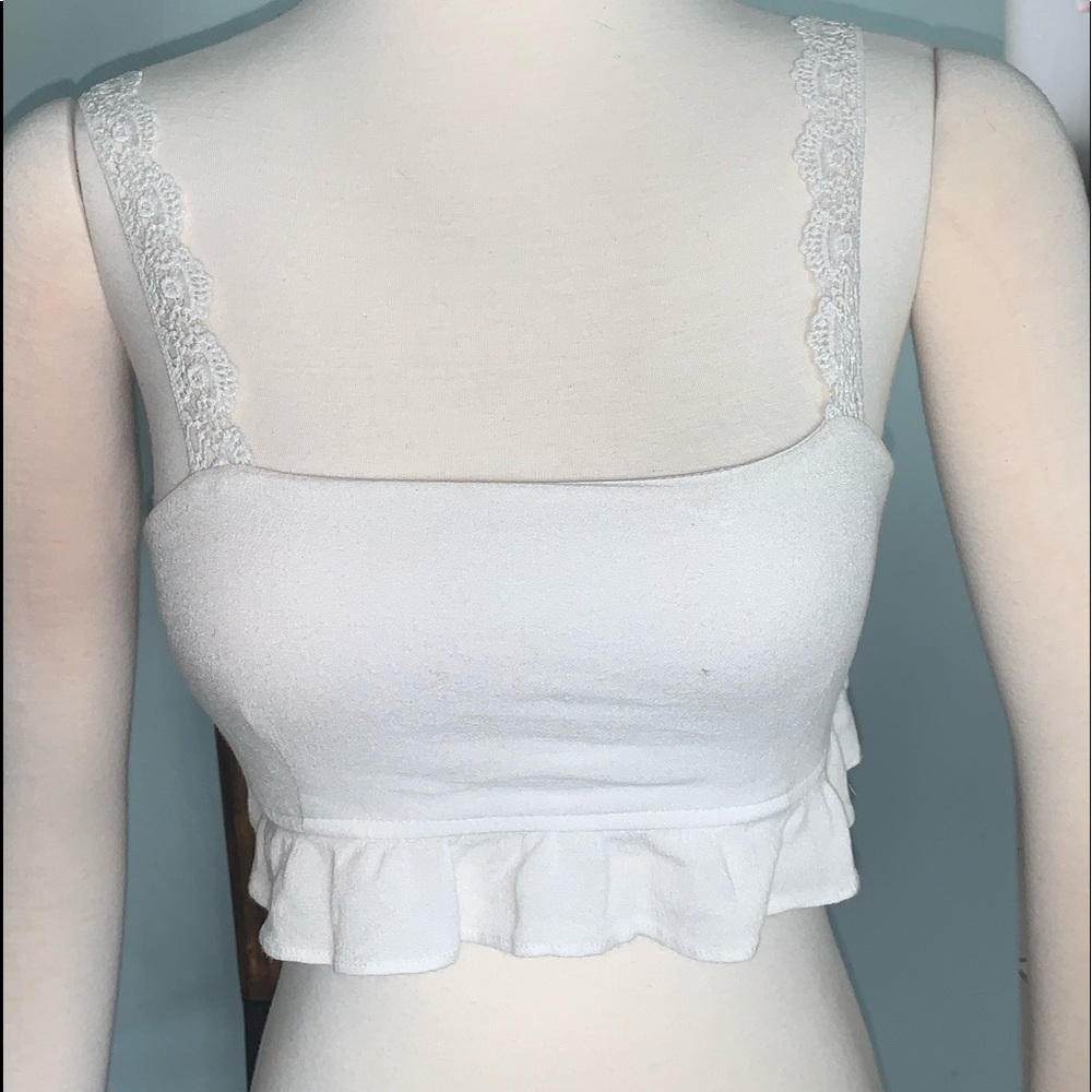 Call me Eden White Ruffles and Laced Crop Top